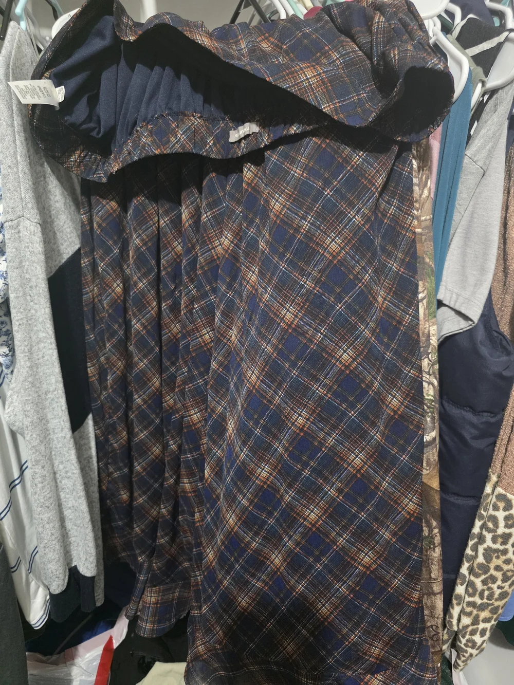 Maurices Navy Plaid Maxi Skirt